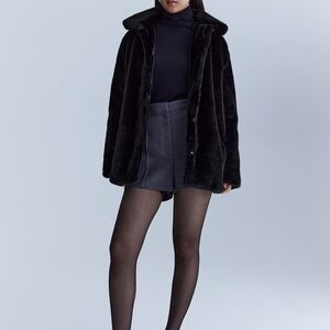 Elegant Black Faux Fur Coat